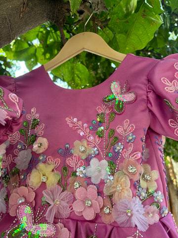 Pink Handmade Mother Daughter Dress Combo