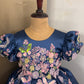 Blue Handmade Dress – Floral Embroidered Butterfly Party/Birthday Dress for Girls