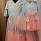 Dual Tone Handmade Mother Daughter Dress Set