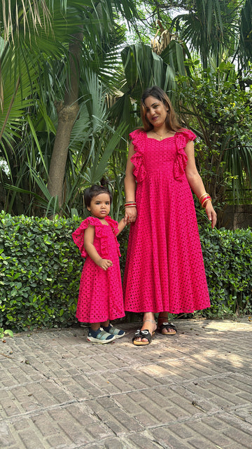 Pink colour Mother Daughters Set