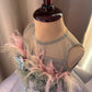 Green Ball Gown with Feather work