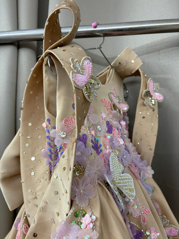 Coffee colour baby dress for birthday Girl