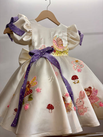 Off White Handpainted Baby Girl Dress