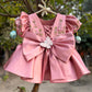 Beautiful Peach Pink Dress with 3D Butterfly