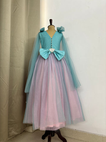 Blue and Pink Hand Crafted Baby Dress