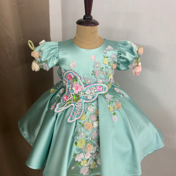 Pista Green color baby dress