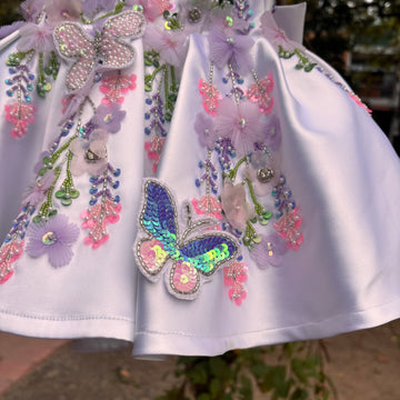 White Handmade Emblished Dress