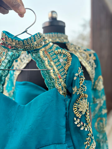 Peacock Blue Mother Daughter Dress Set