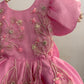 Pink Satin Organza Hand Crafted Dress