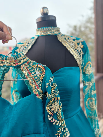 Peacock Blue Mother Daughter Dress Set