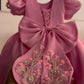 Pink Satin Organza Hand Crafted Dress