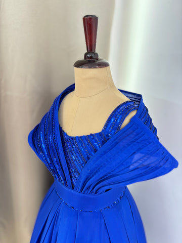 Blue Corded Birthday Dress