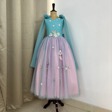 Blue and Pink Hand Crafted Baby Dress