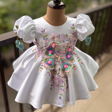 White Big Butterfly Birthday Dress