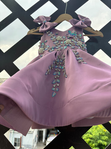 Lavender Bow Handmade Birthday Dress