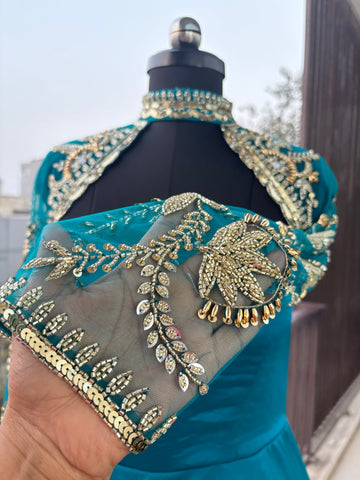 Peacock Blue Mother Daughter Dress Set