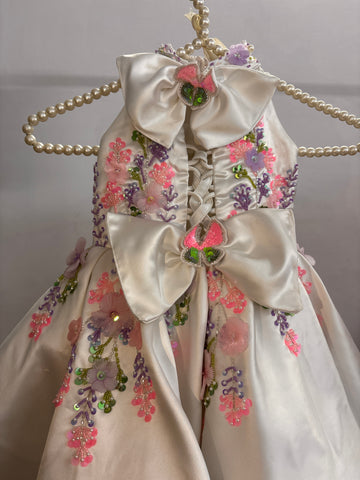 White Halter Neck Baby Dress