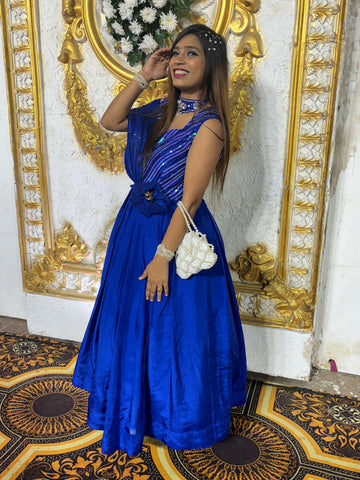 Blue smart party wear dress