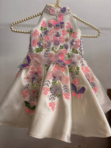 White Halter Neck Baby Dress