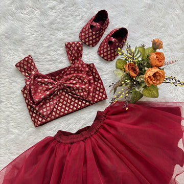 Crop Top with Tulle Skirt Set