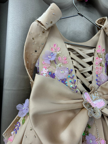 Coffee colour baby dress for birthday Girl