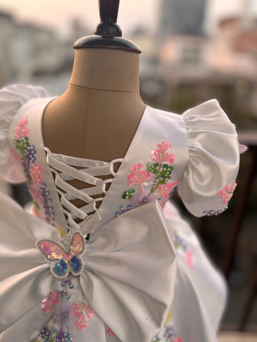 White Multi Color Handmade Dress