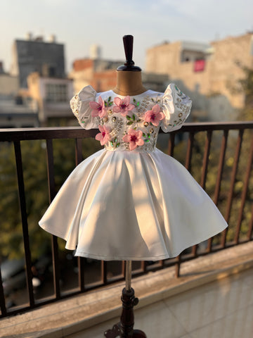 White Flower Handmade Dress