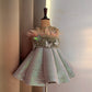Green Ball Gown with Feather work