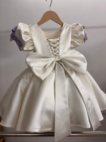 Off White Handpainted Baby Girl Dress