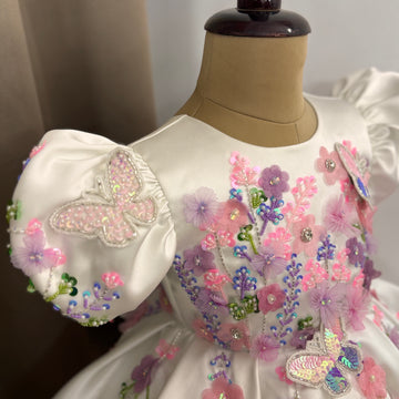 Off White Hand Crafted Dress