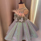 Green Ball Gown with Feather work