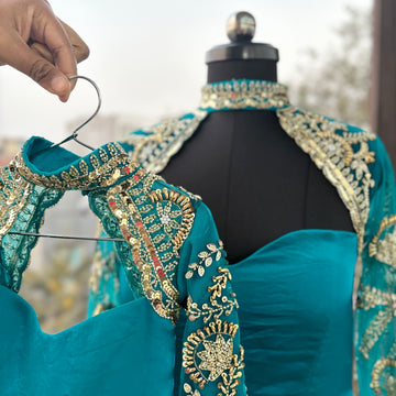 Peacock Blue Mother Daughter Dress Set