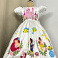 Handpainted white beautiful birthday dress for baby Girl