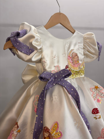 Off White Handpainted Baby Girl Dress