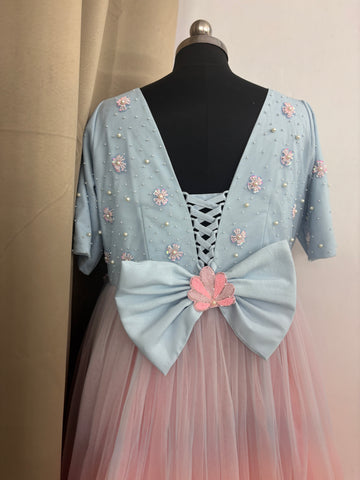 Dual Tone Handmade Mother Daughter Dress Set