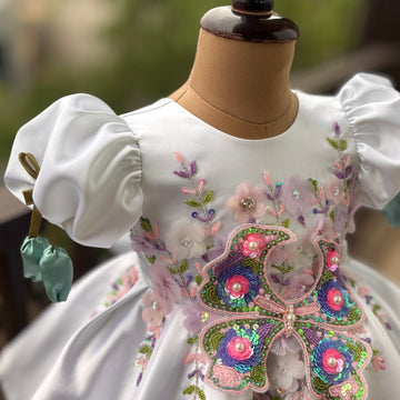 White Big Butterfly Birthday Dress