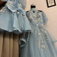 Blue Handmade Mother Daughter Dress Set