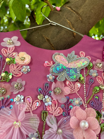 Pink Handmade Mother Daughter Dress Combo