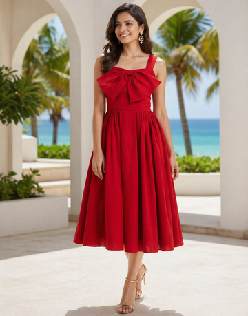 Red Bow Style Dress for women