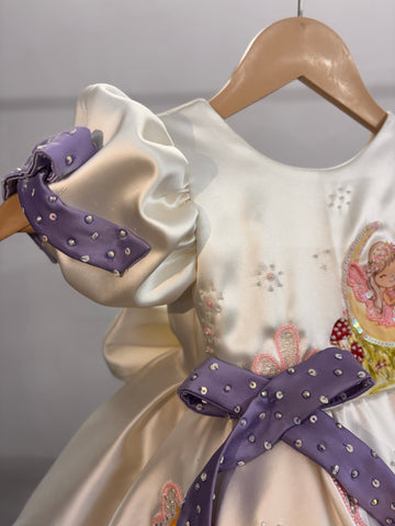 Off White Handpainted Baby Girl Dress