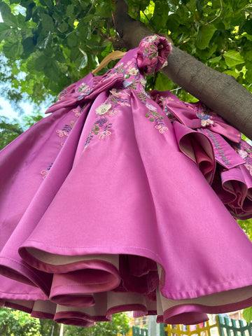 Pink Handmade Mother Daughter Dress Combo