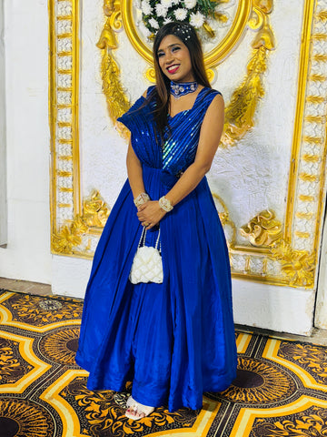Blue smart party wear dress