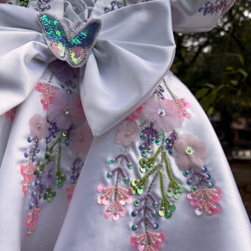 White Handmade Emblished Dress