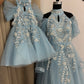 Blue Handmade Mother Daughter Dress Set