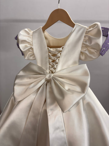 Off White Handpainted Baby Girl Dress