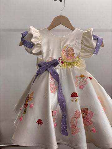 Off White Handpainted Baby Girl Dress