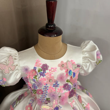 Off White Hand Crafted Dress