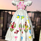 Handpainted white beautiful birthday dress for baby Girl