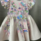 Peach color beautiful birthday dress for baby girl