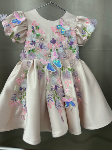 Peach color beautiful birthday dress for baby girl